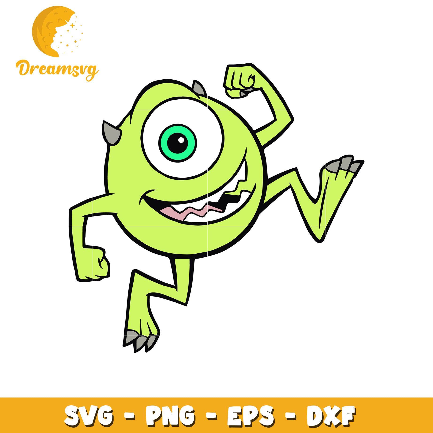Funny Green Monster SVG Illustration for Kids Crafting