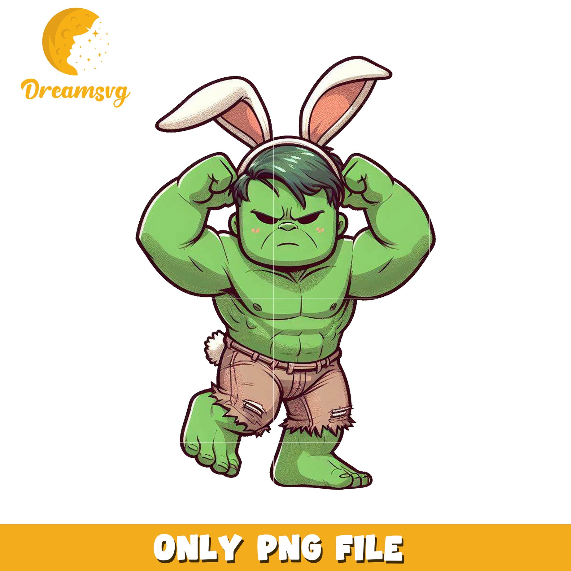 Funny Hulk Bunny Character PNG File for Fun Designs