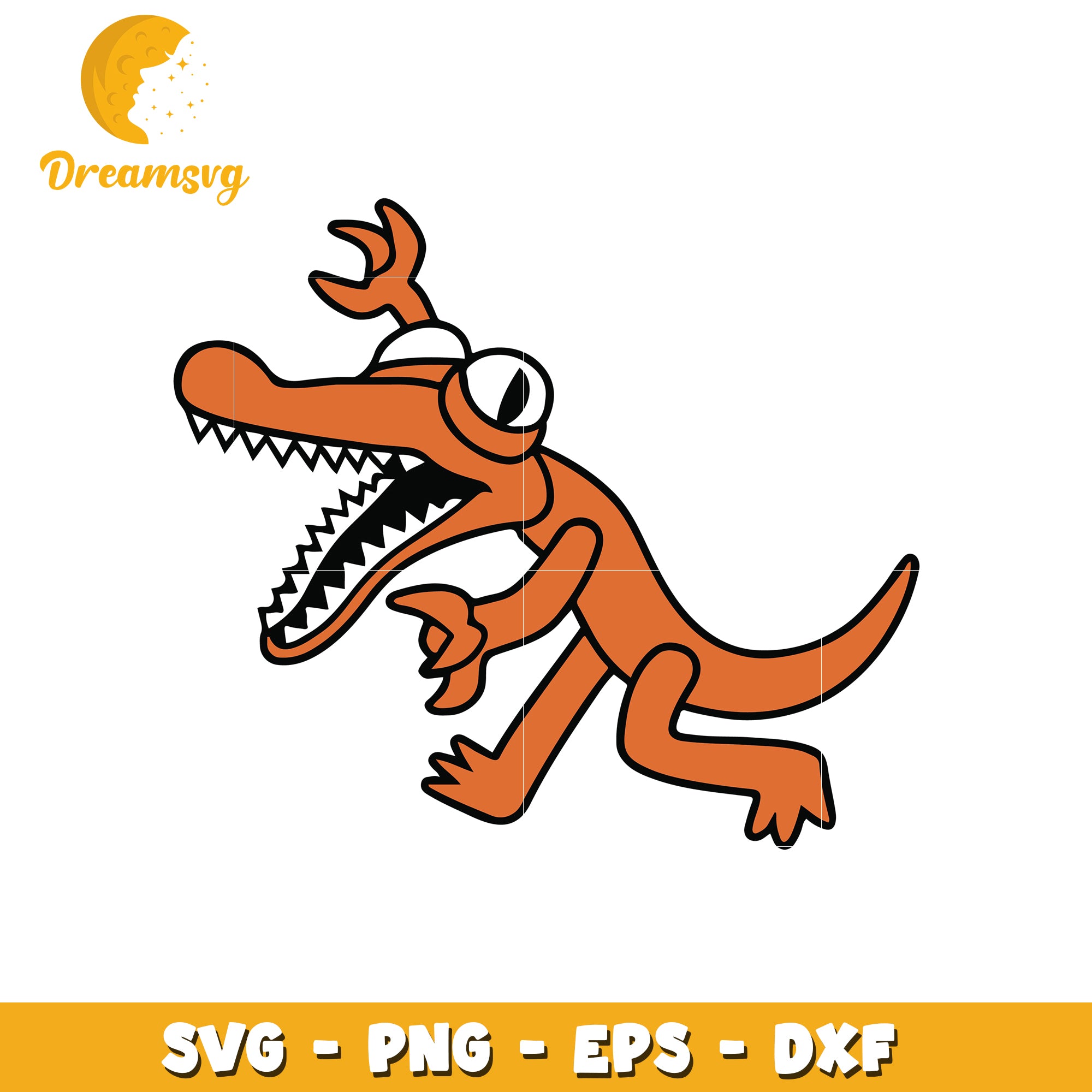 Funny Orange Dinosaur SVG Clipart for Crafts and Design