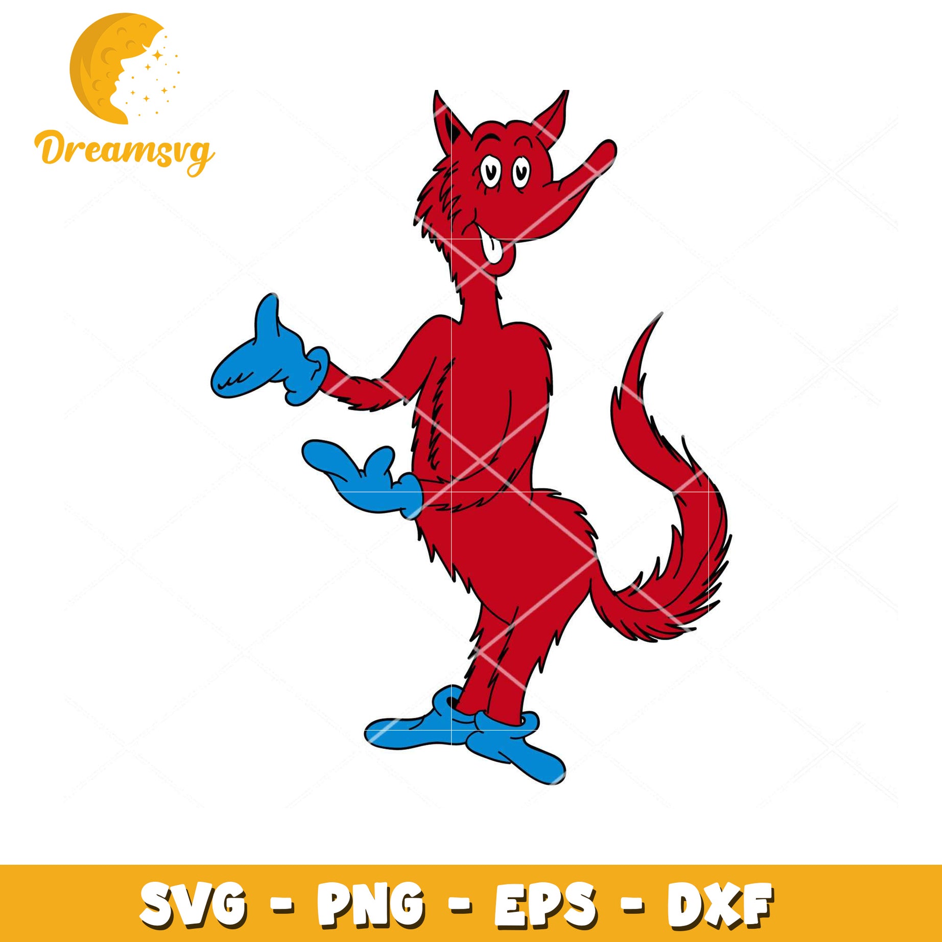 Funny Red Wolf Cartoon Character SVG Instant Download File