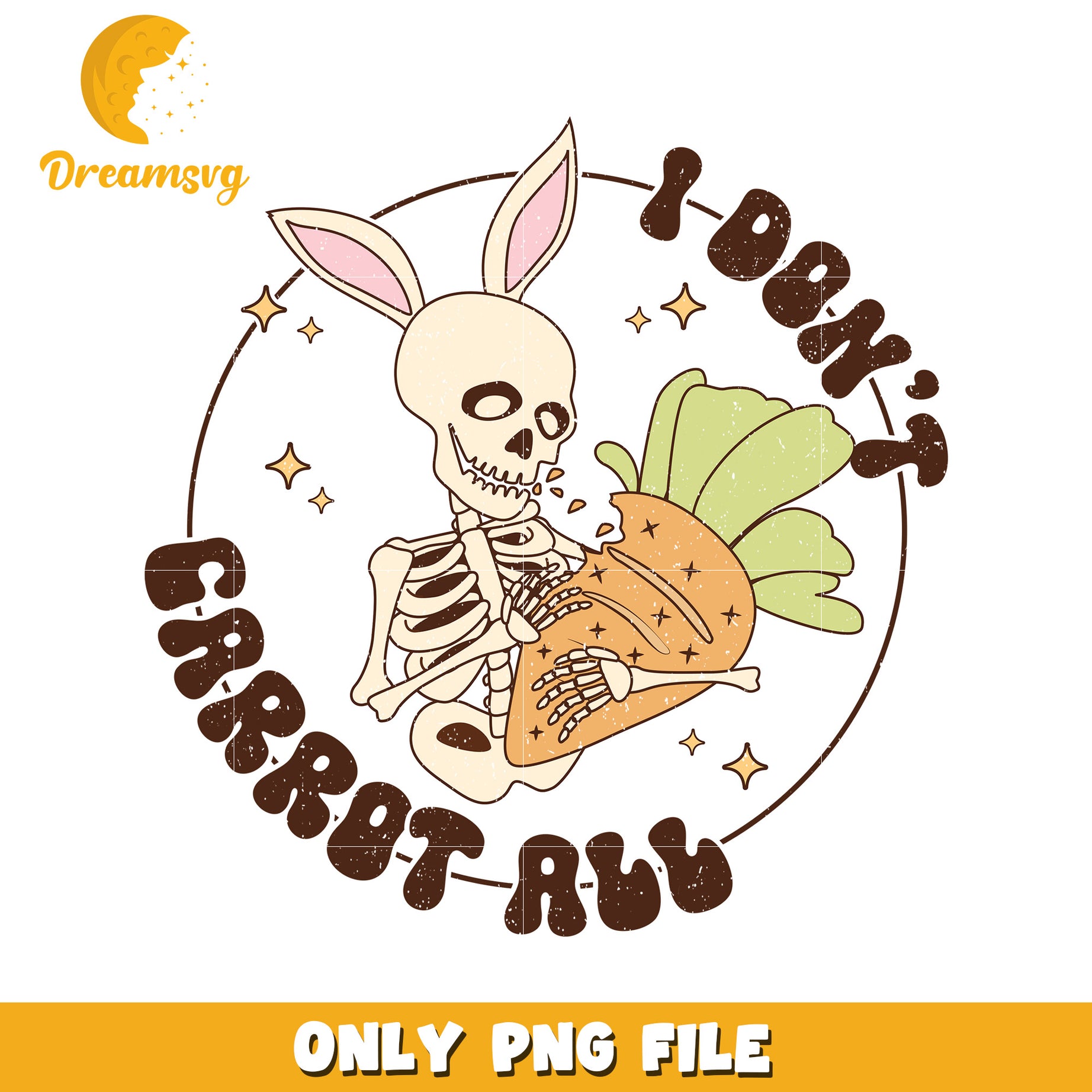Funny Skeleton Bunny Carrot Design PNG for Apparel Decor