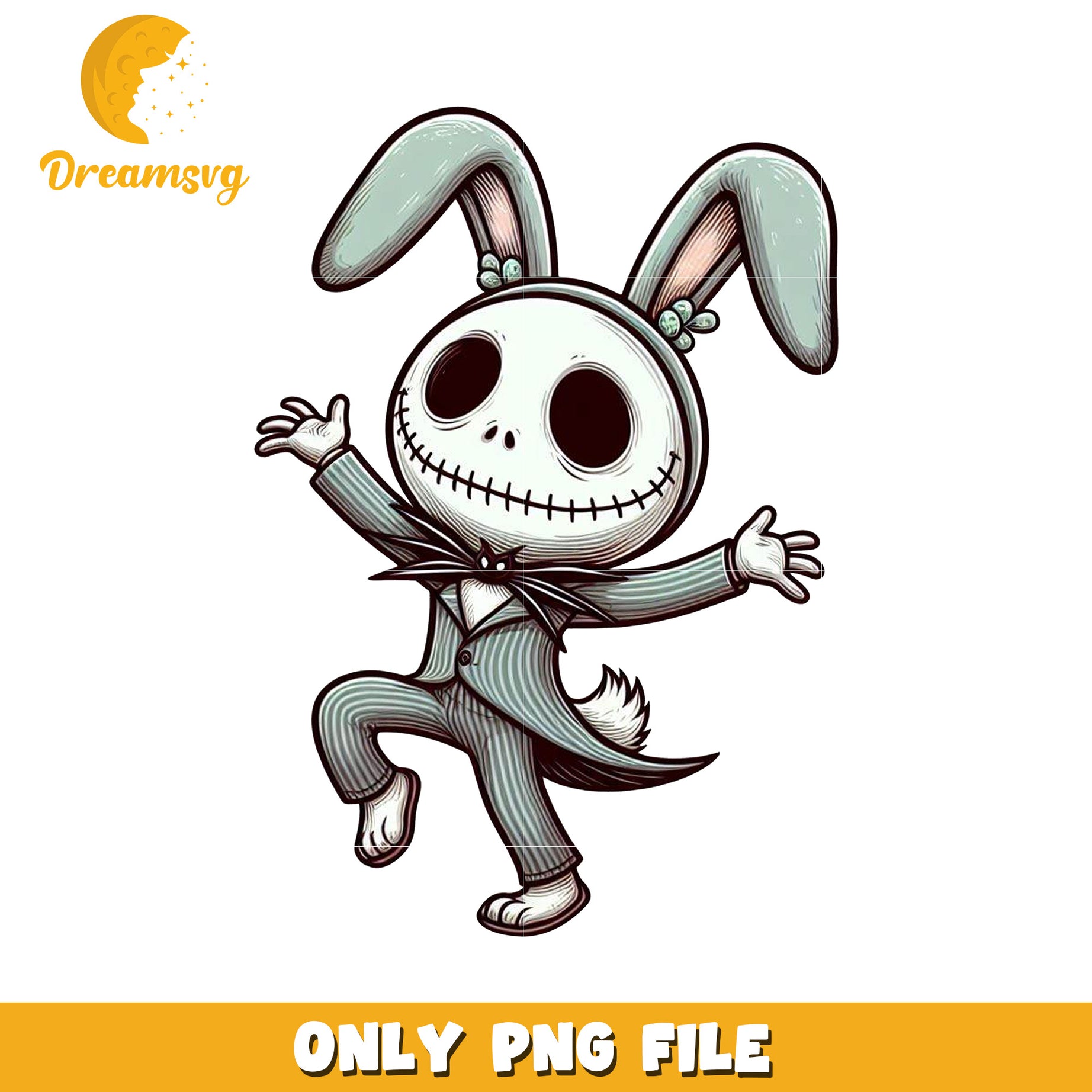 Funny Skeleton Bunny Character Illustration PNG File