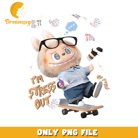 Funny Stress Lamb PNG, Skating Cartoon Character for Design