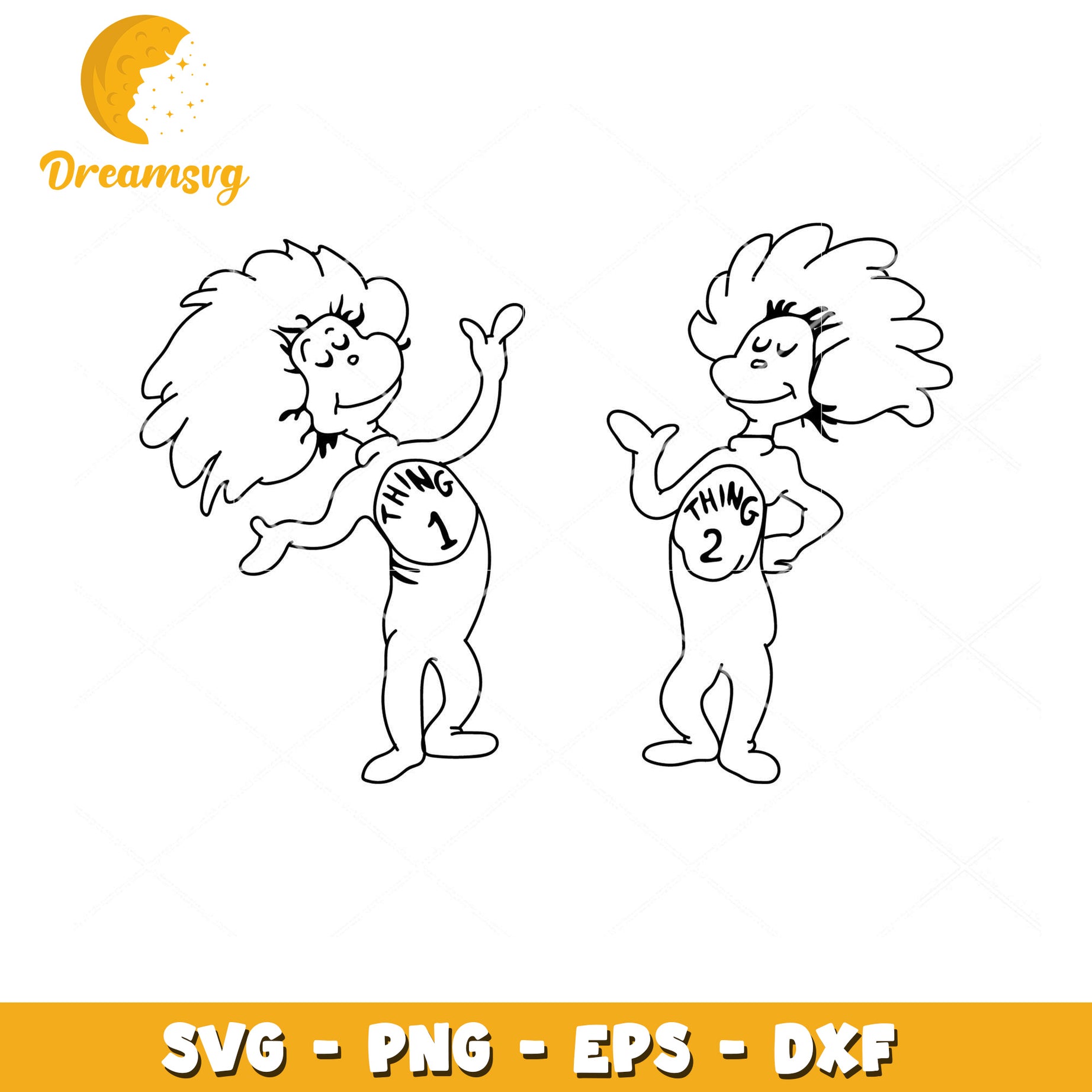 Funny Thing 1 and Thing 2 SVG Clipart for Craft Projects
