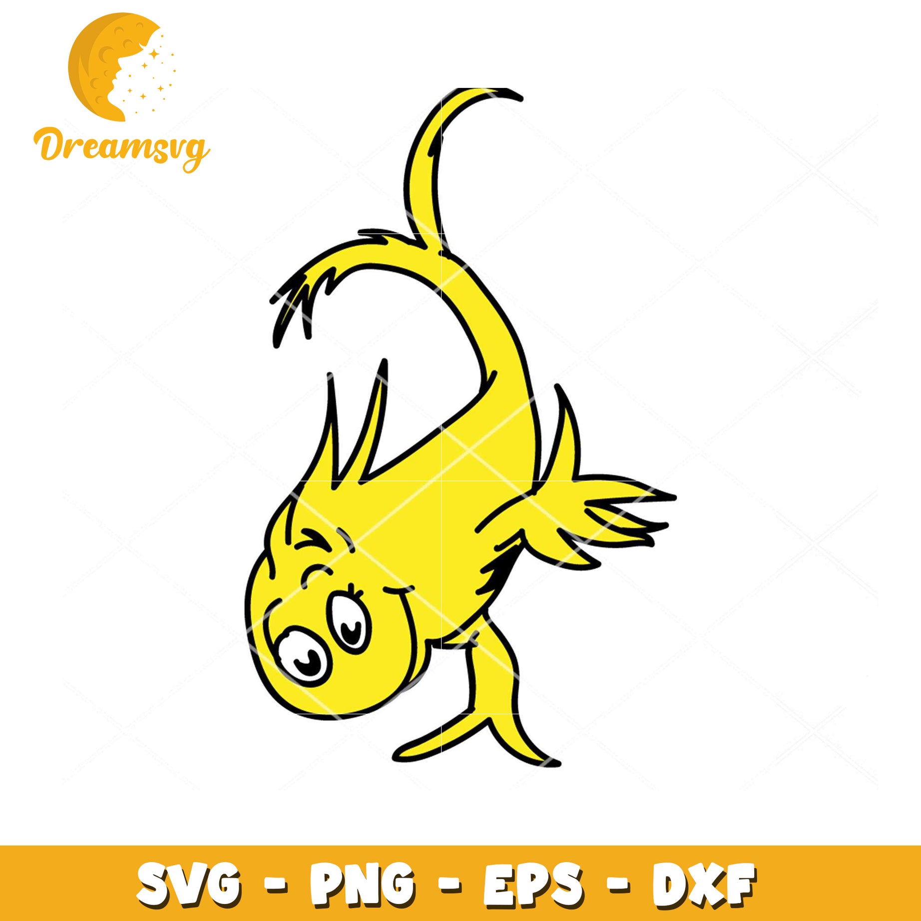Funny Yellow Cartoon Fish SVG Instant Download for Crafts