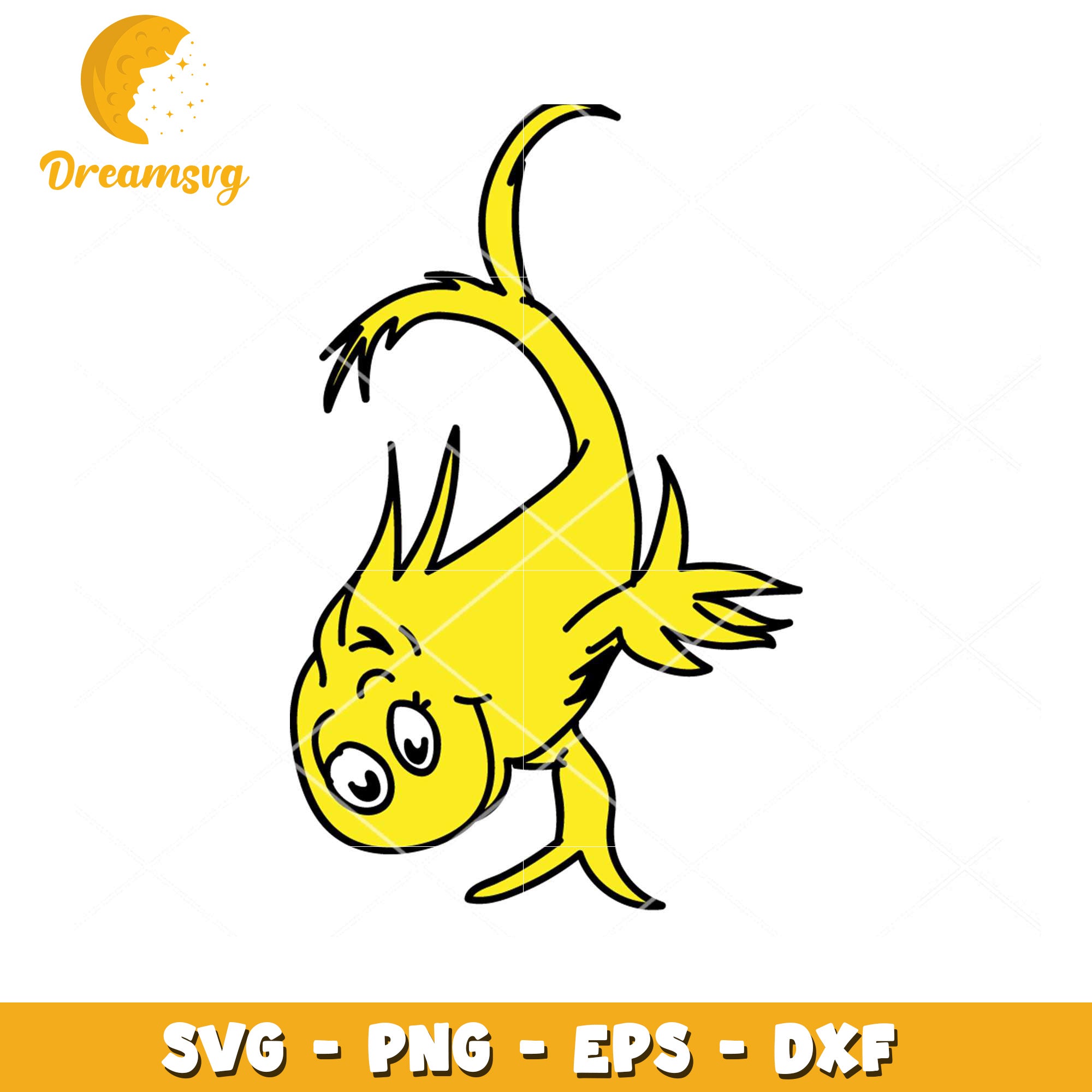 Funny Yellow Cartoon Fish SVG Instant Download for Crafts