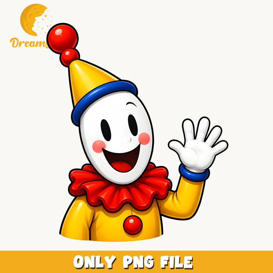 Funny Clown Waving PNG, Cute Circus Character, Art PNG