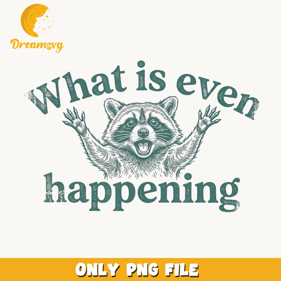 Funny Raccoon PNG, What Is Happening Design, Cute Art