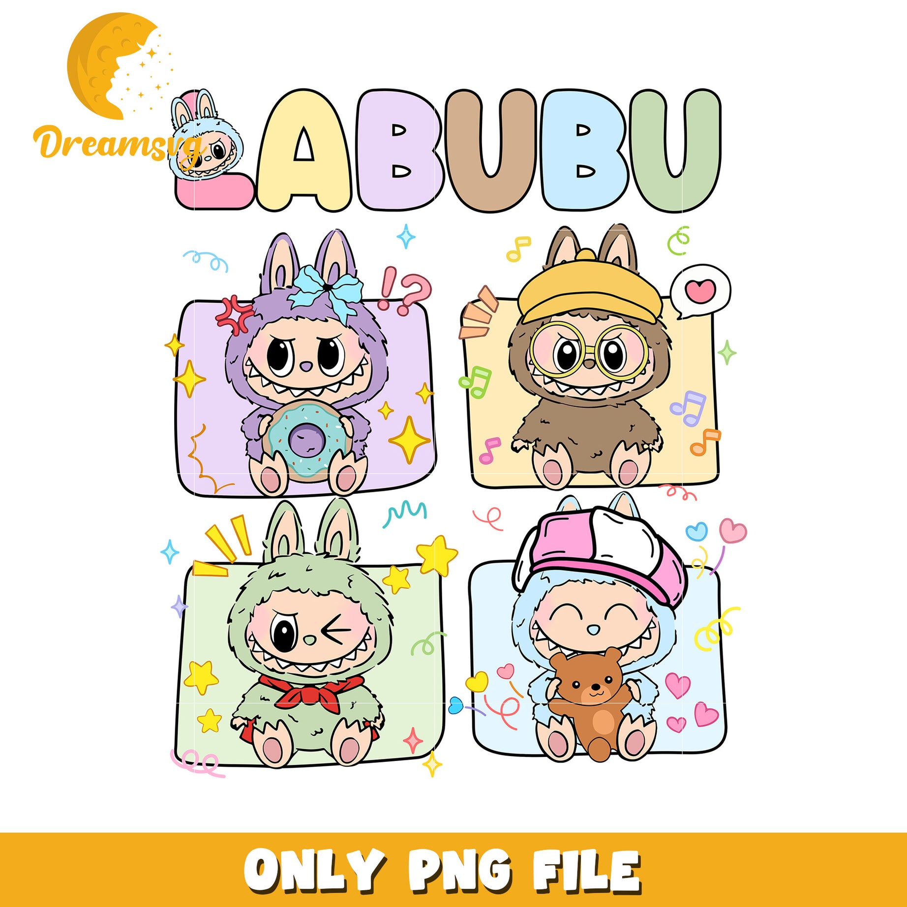 Funny and cute design labubu  png, popmart usa png, labubu keychain​ png