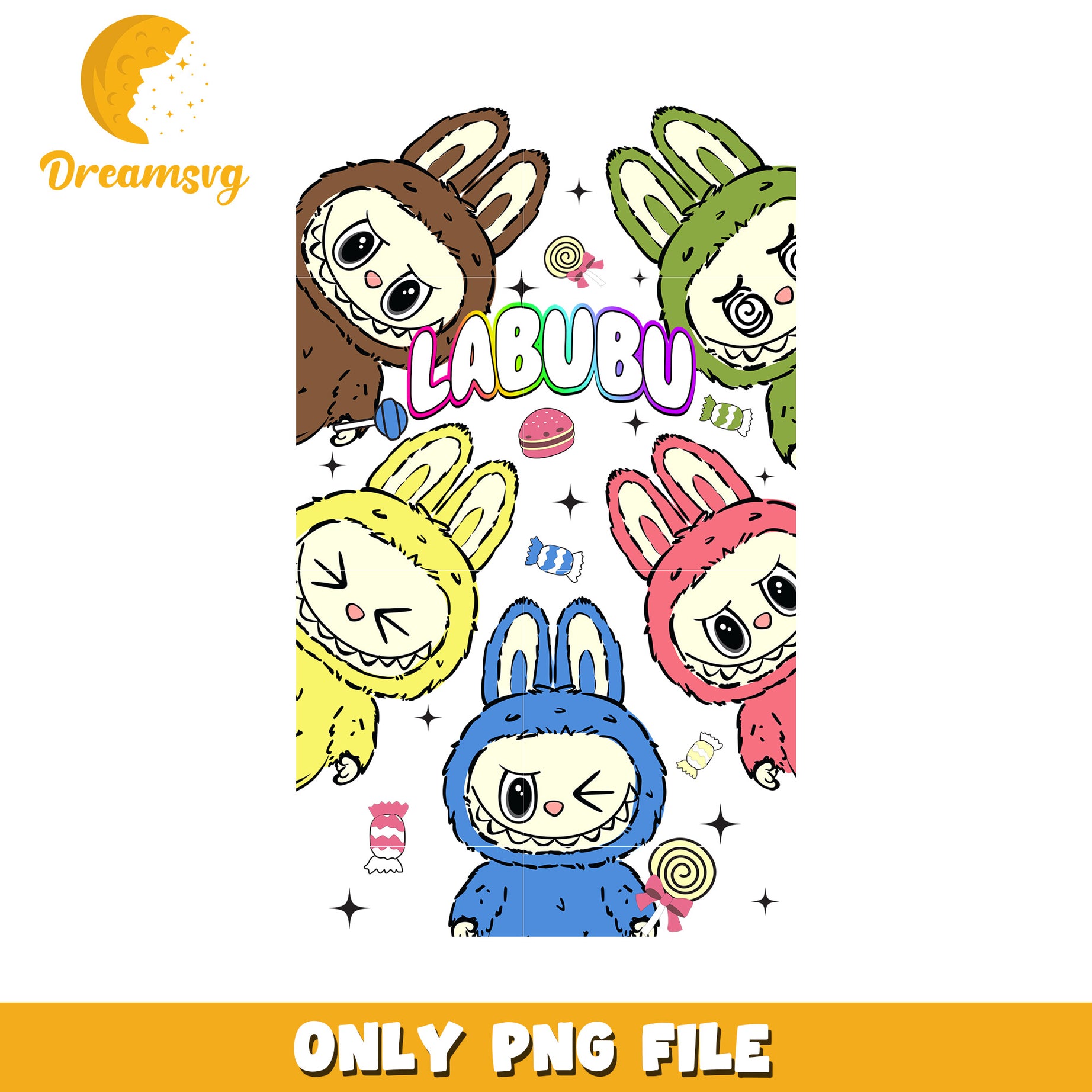 Funny and cute design of labubu png, all popmart characters​ png, labubu art​ png