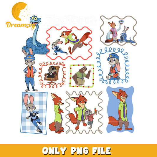 Funny characters png, disney couple png, zootopia movie png