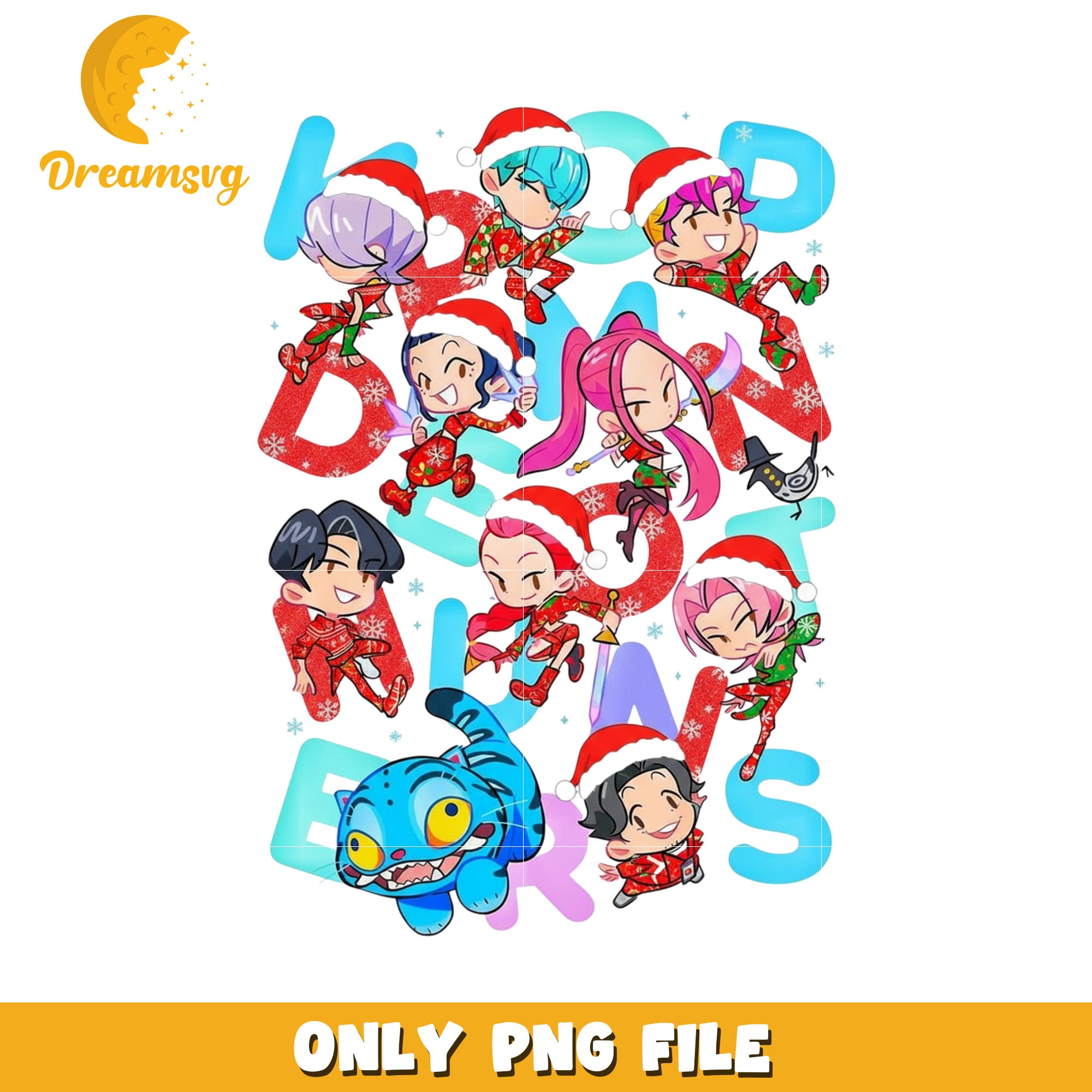 Funny design of kpop band png, christmas saja​​ png, christmas wishes png