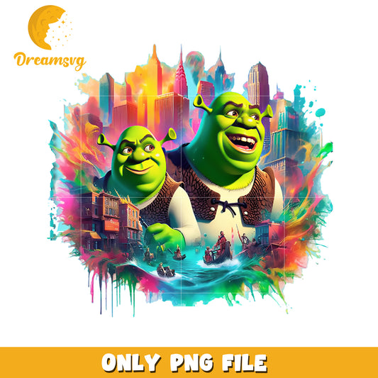 Funny design of shrek png, shrek and fiona png, disney shrek png