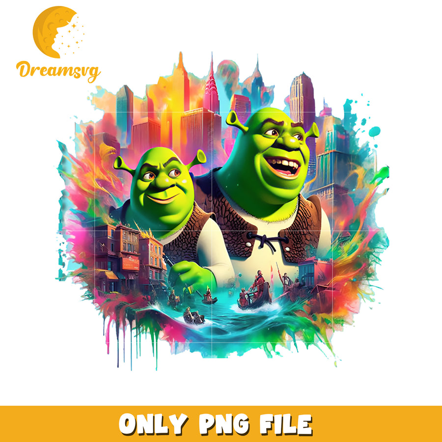Funny design of shrek png, shrek and fiona png, disney shrek png