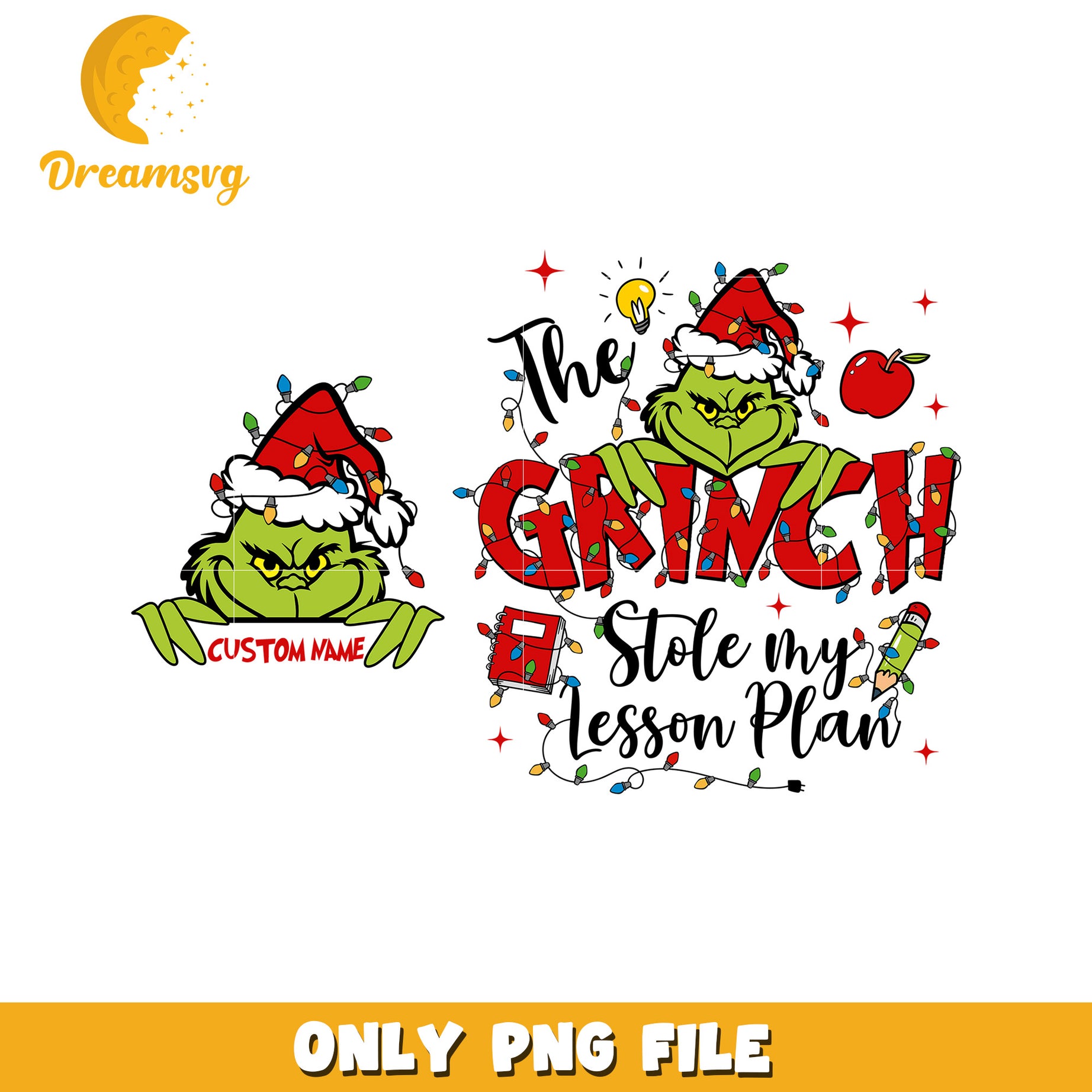 Funny grinch stole my lesson png, grinch smile png, christmas decor png