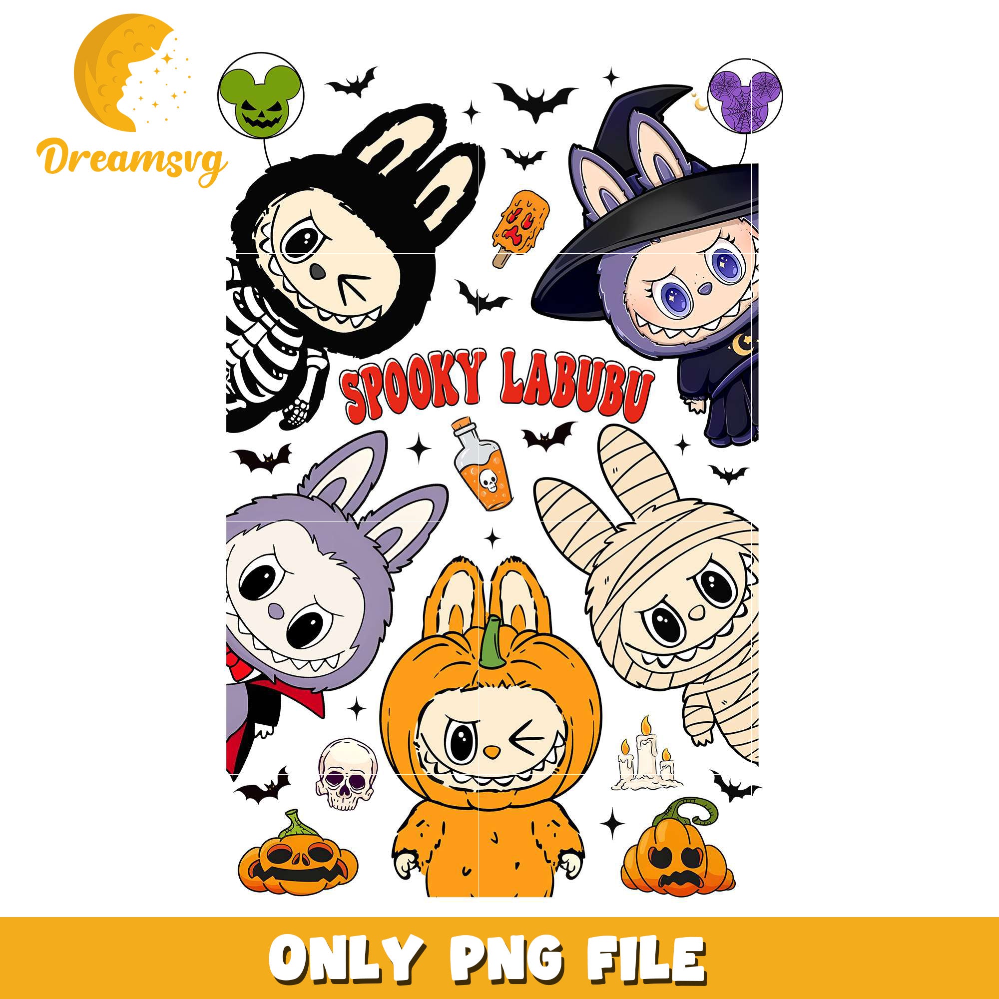 Funny halloween spooky labubu png, halloween horror nights​​ png, halloween​ png
