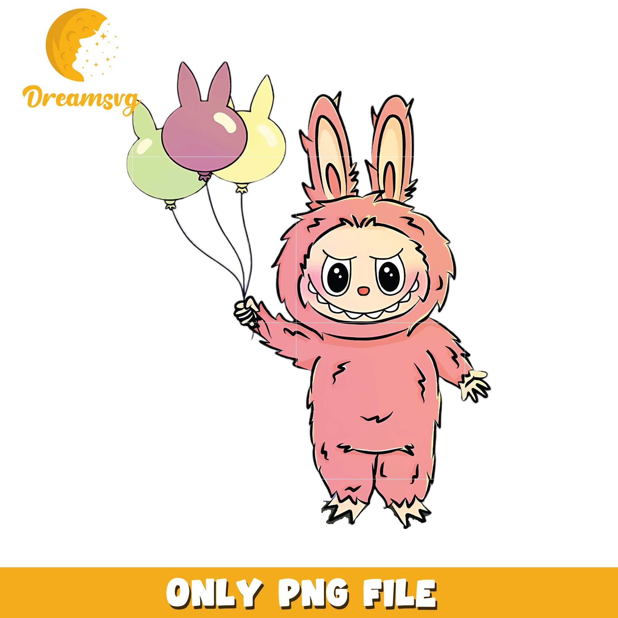 Funny labubu and baloons png, popmart labubu​ png, cartoon characters png