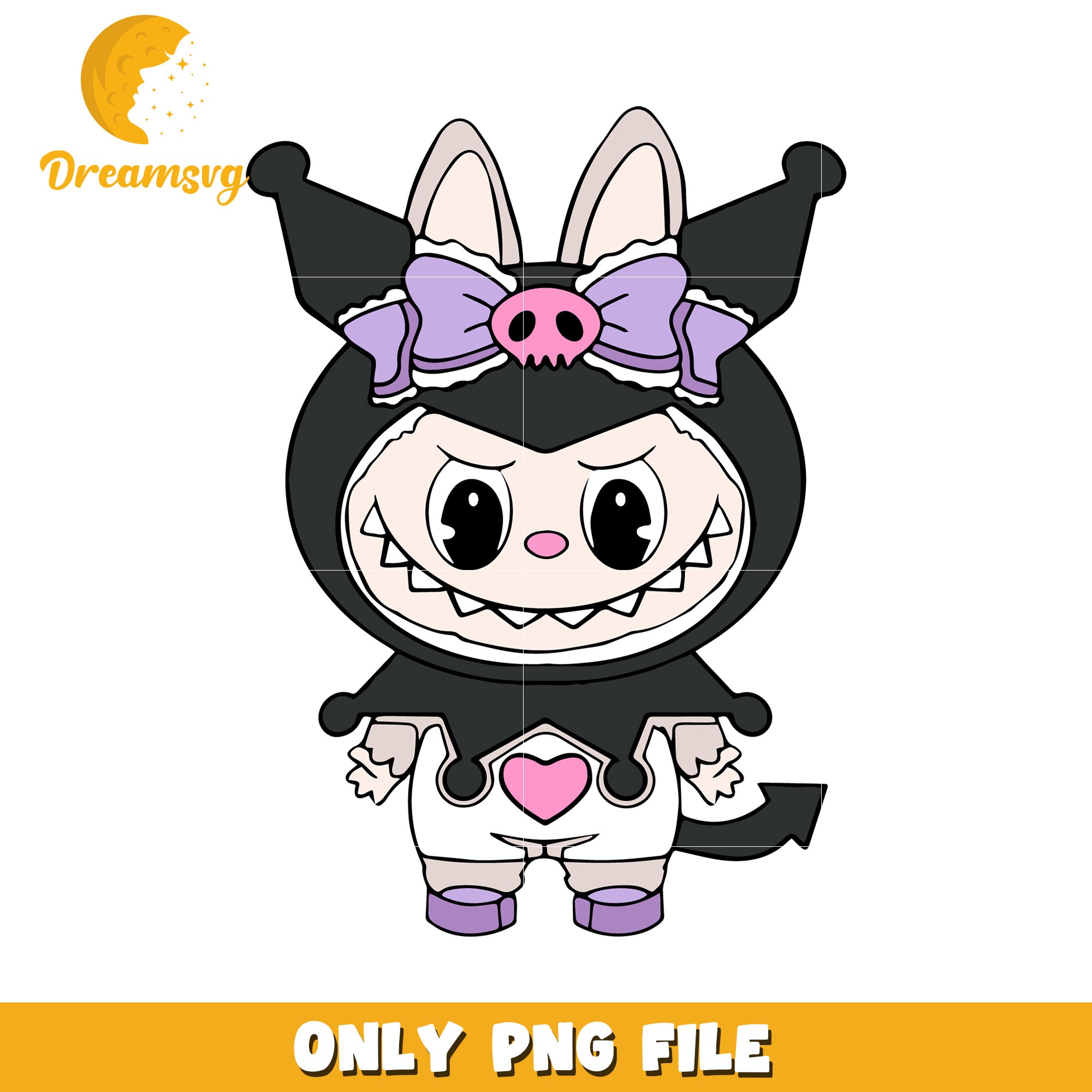 Funny labubu kuromi design png, halloween labubu png, halloween pumpkin png