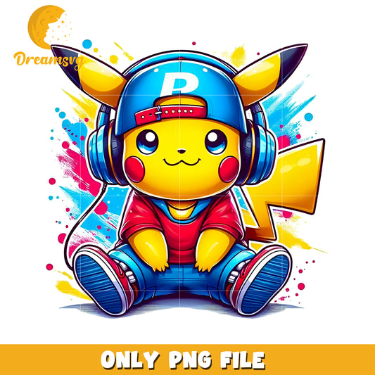 Funny pikachu headphone png, pokemon png, pokemon cartoon png