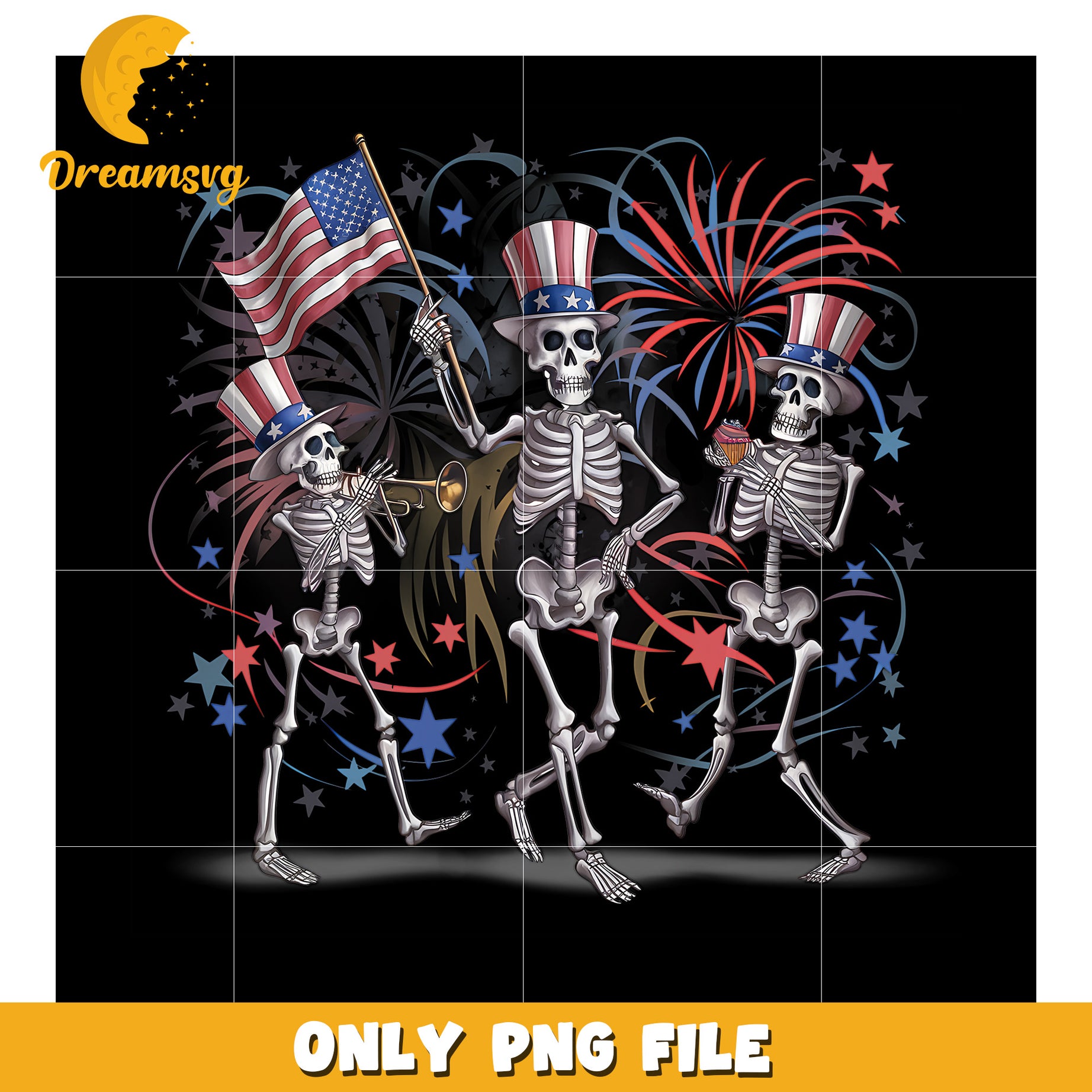 Funny skelenton usa png, patriotic skeleton png, halloween usa png