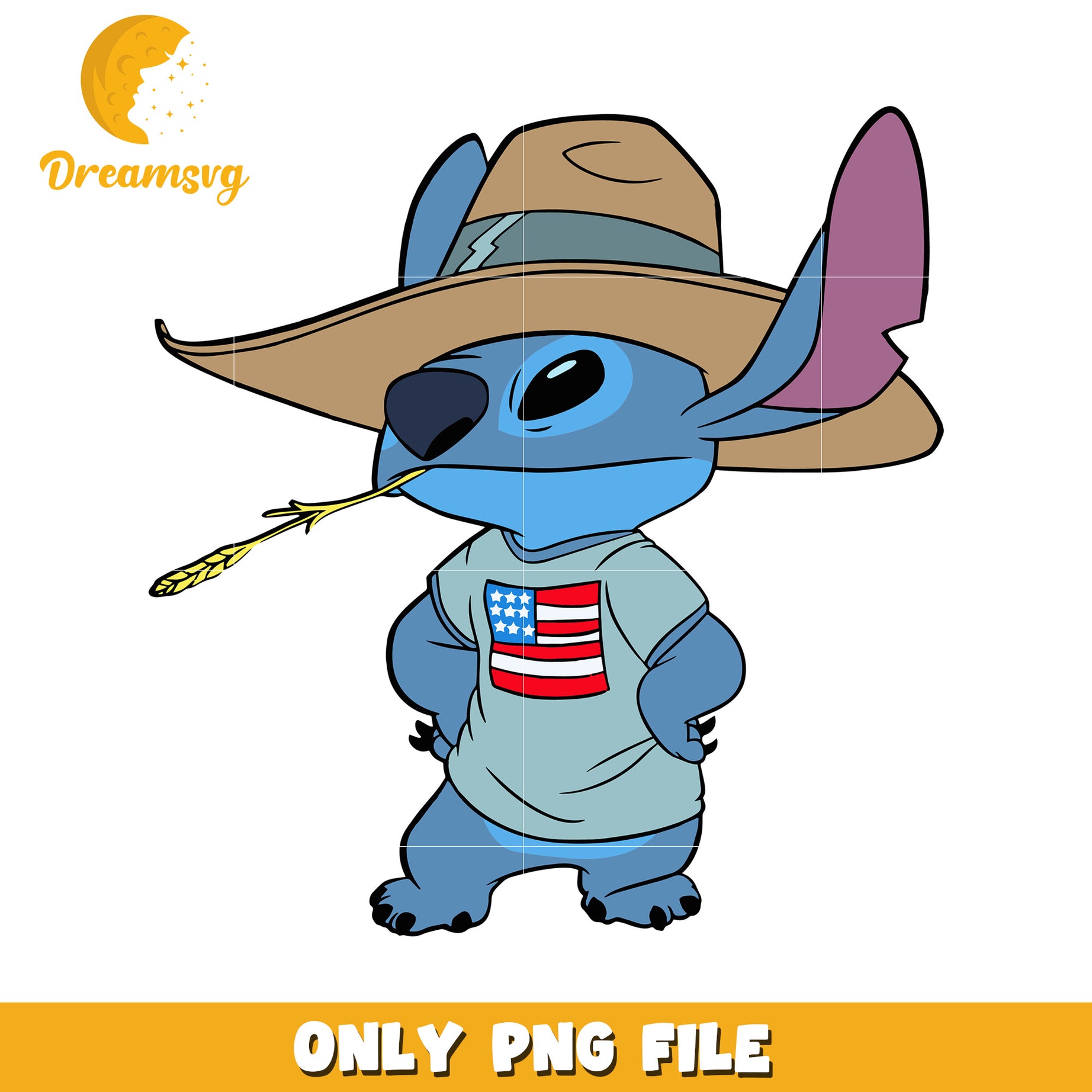 Funny stitch cowboy hat png, disney western png, funny cartoon character png