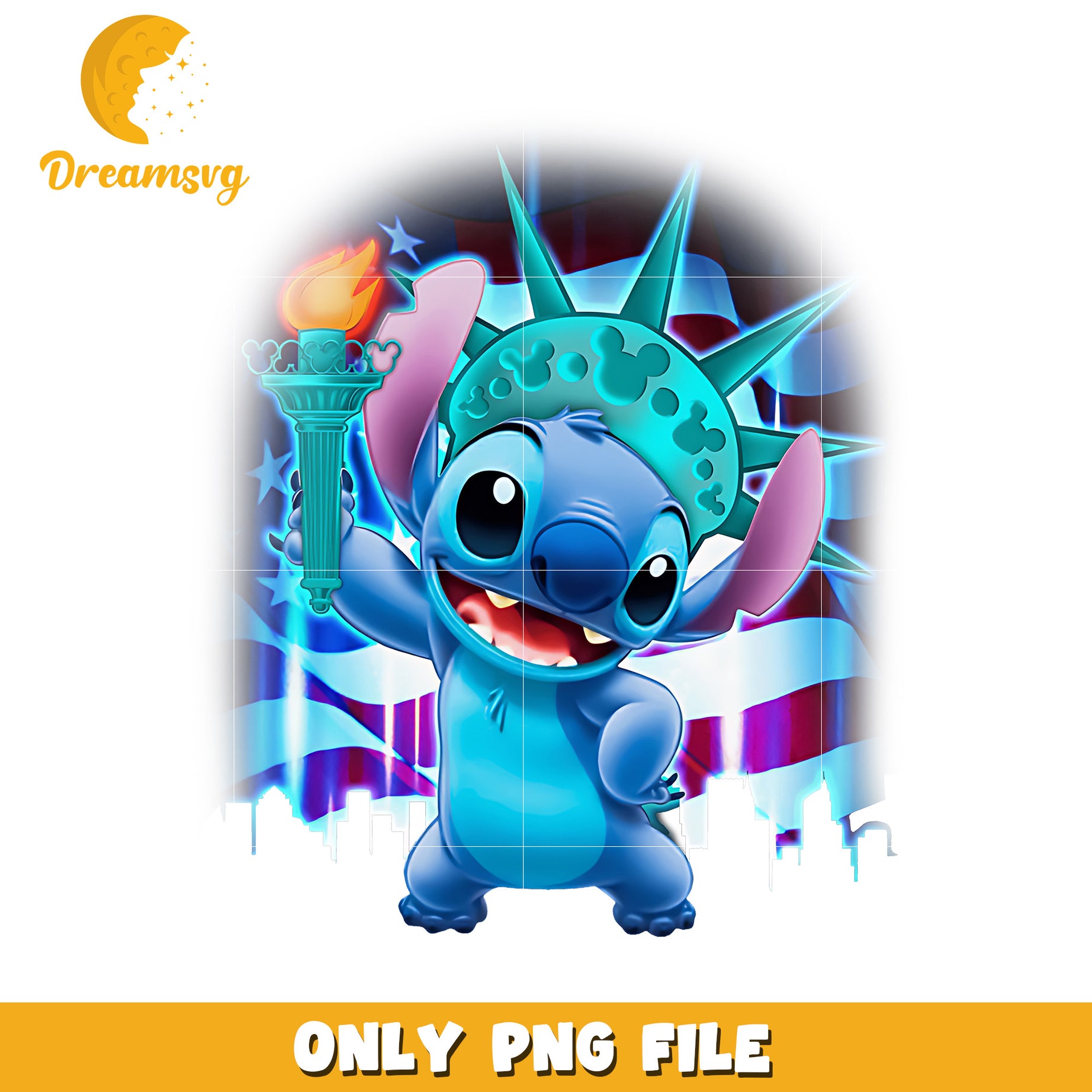 Funny stitch freedom statue png, disney humor png, funny stitch png