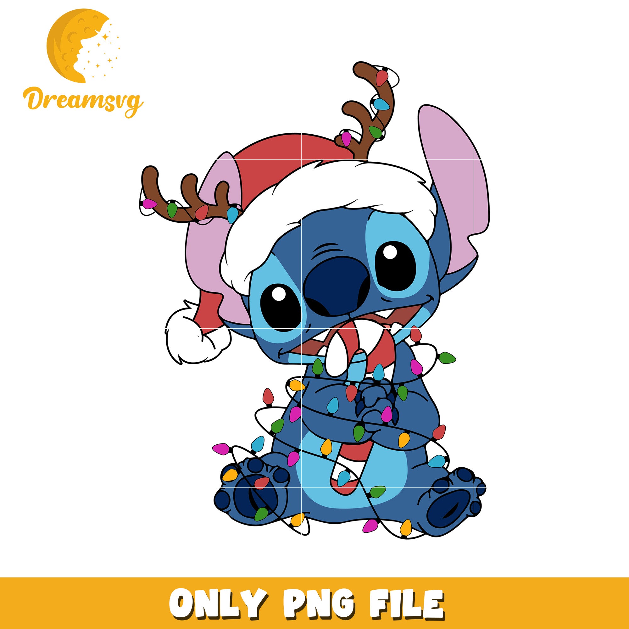 Funny stitch png, festive disney png, winter wonderland png
