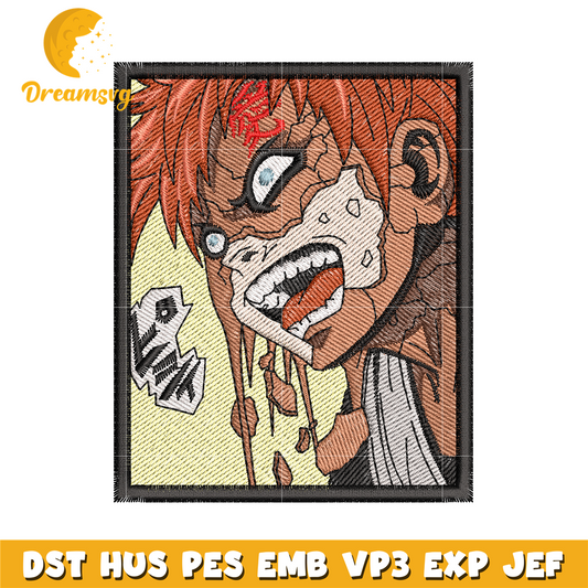 Gaara anime embroidery design