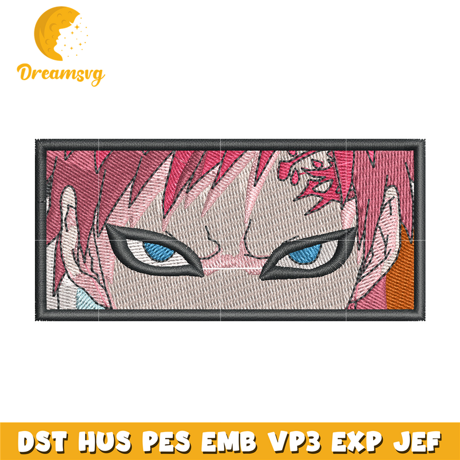 Gaara anime embroidery design, Naruto embroidery