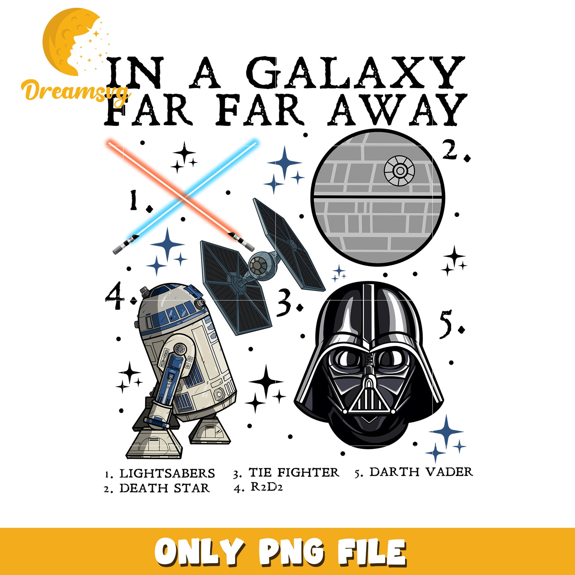 Galaxy Theme PNG Design with Star Wars Elements Fun