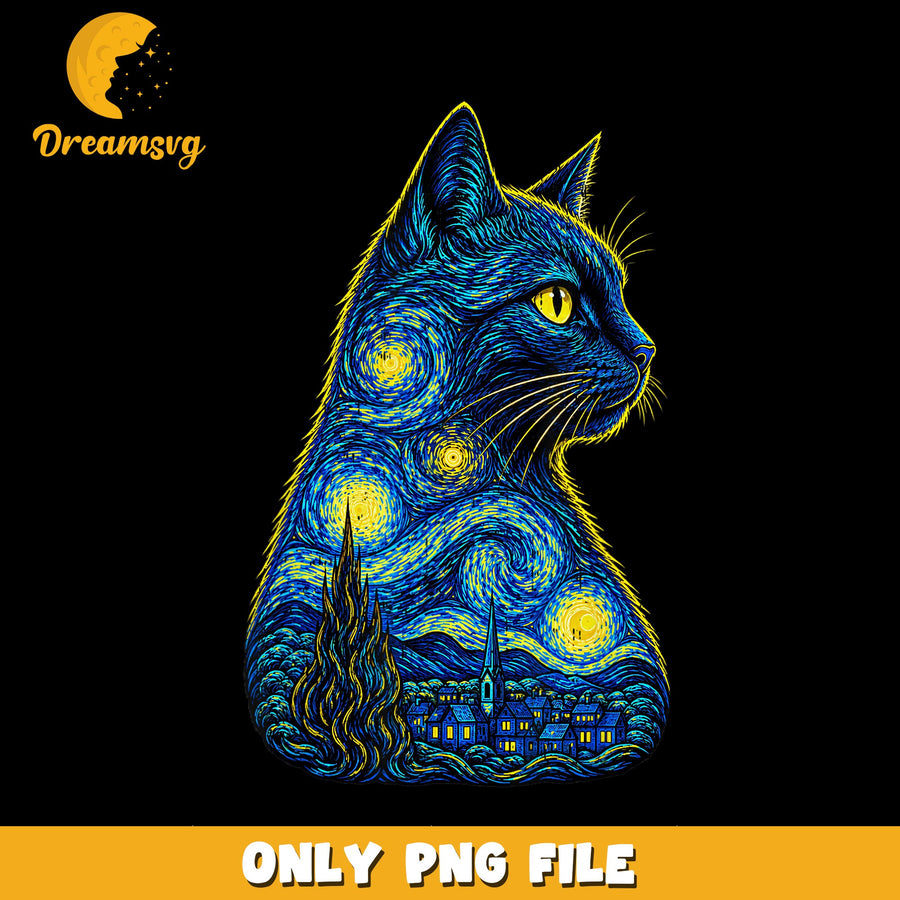Galaxy Cat PNG, Starry Night Art, Colorful Design PNG