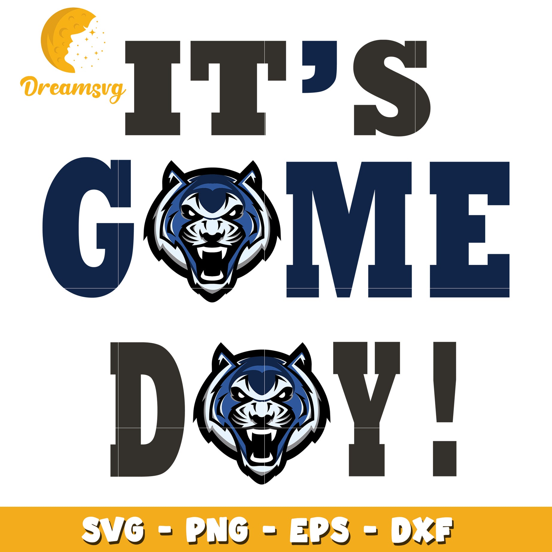 Game Day SVG Design featuring Fierce Tiger Mascot and Text