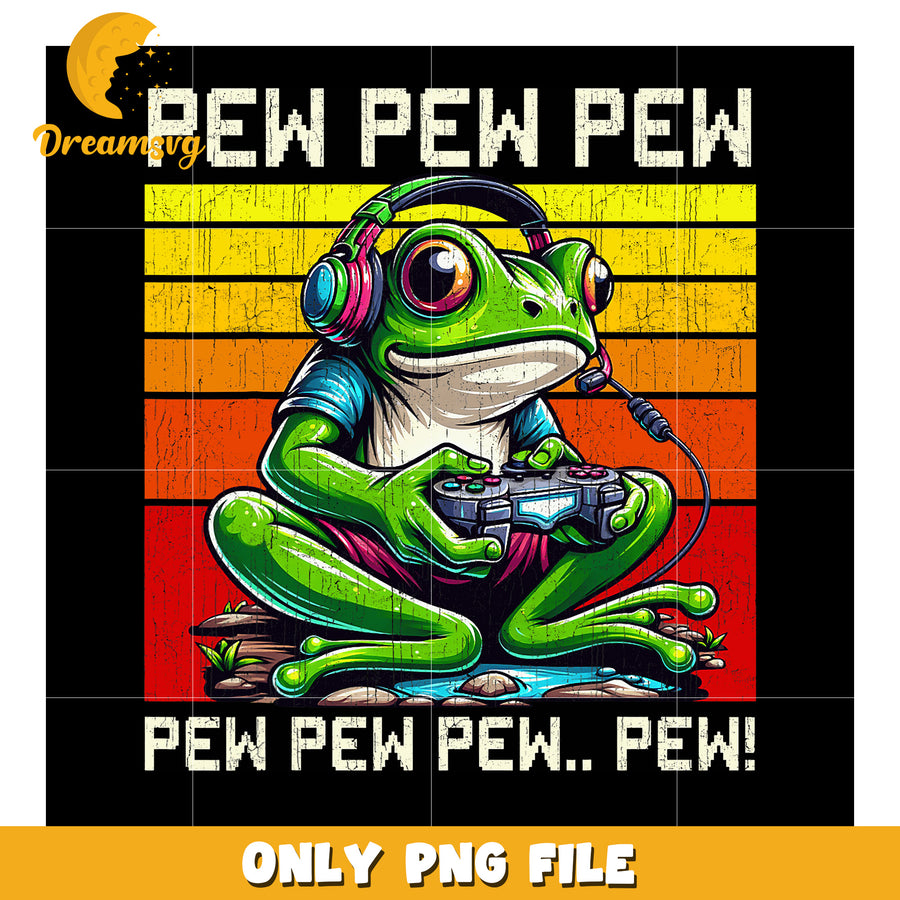 Gamer Frog Pew Pew PNG Design