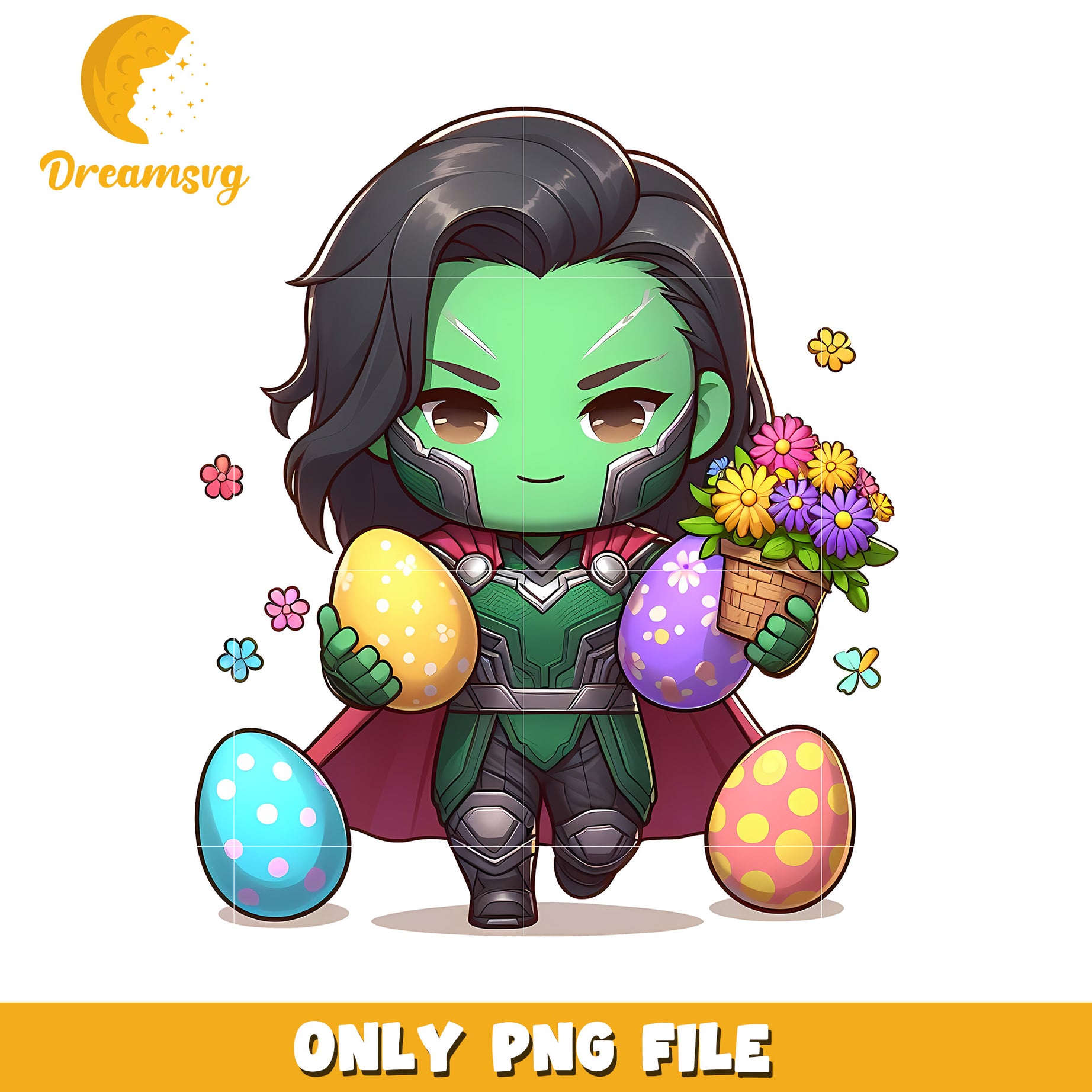 Gamora character easter eggs png, easter day png, marvel png