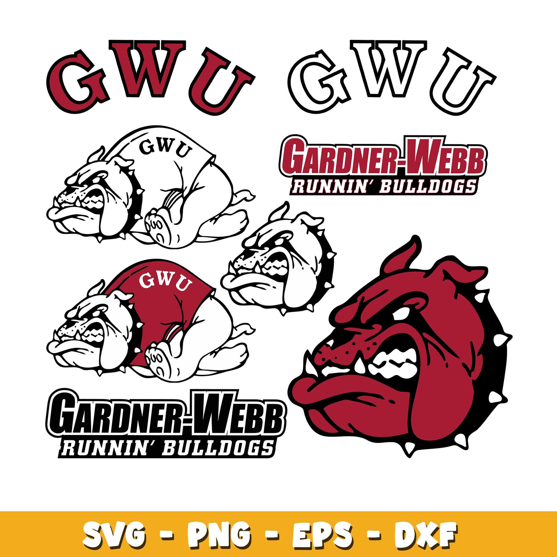 Gardner-Webb University NCAA Sticker Decal Set - 4 Inch Vinyl For Laptop, Car, Water Bottle