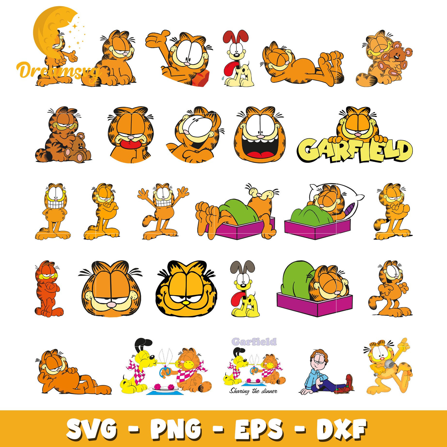 Garfield cartoon character bundle svg, the garfield movie​ svg