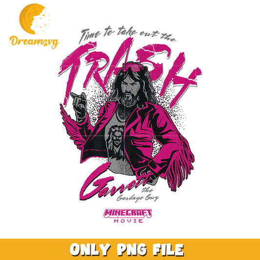 Garrett the Garbage Guy T-Shirt Design, Minecraft Movie PNG Fil