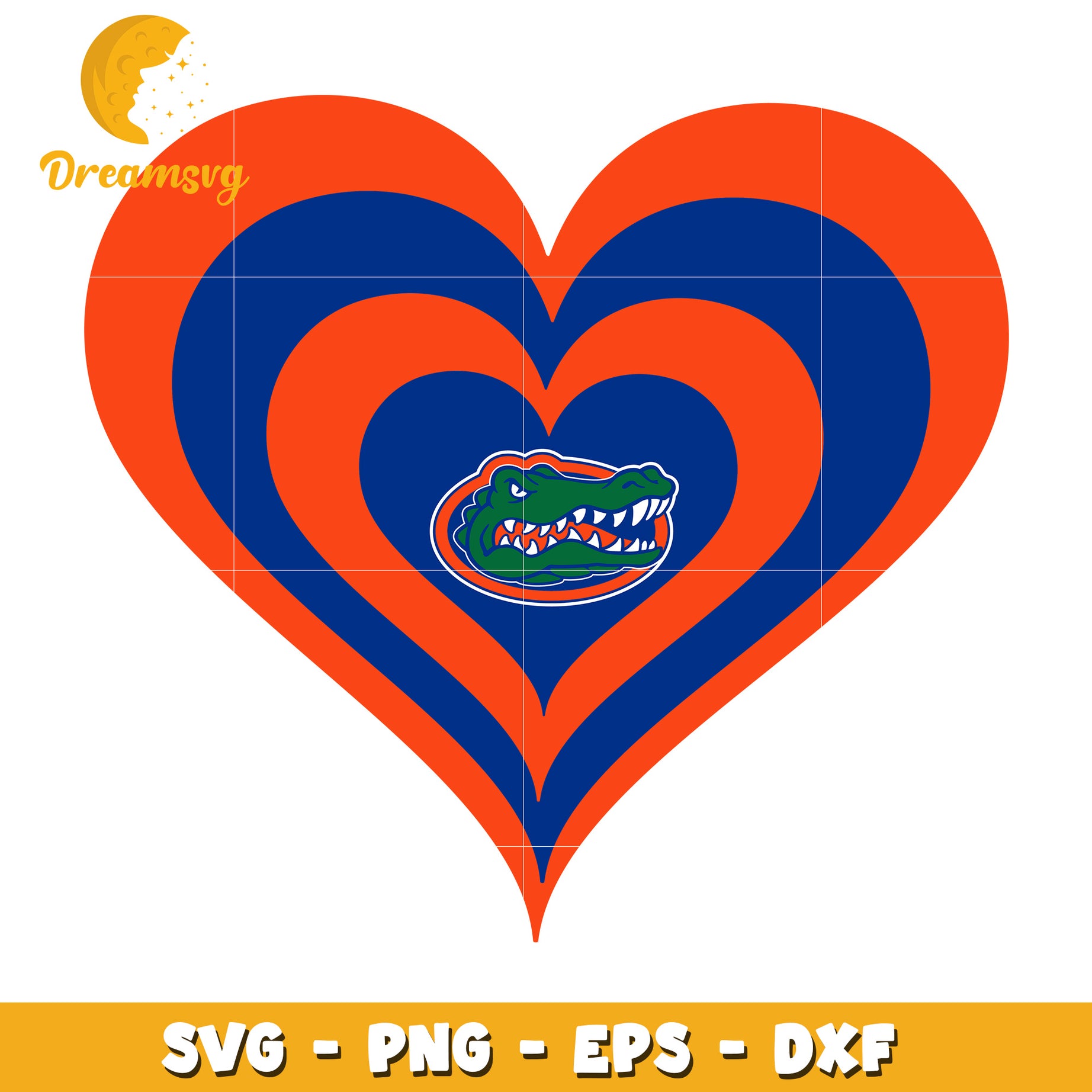 Gator Heart SVG PNG EPS DXF Cut File