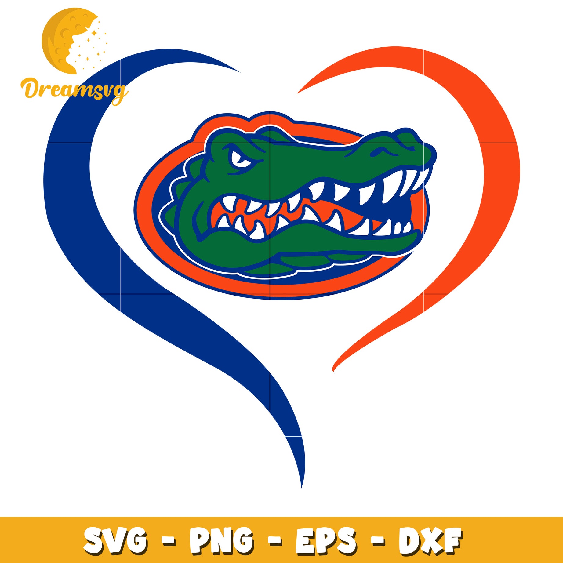 Gator Heart SVG PNG EPS DXF Cut Files