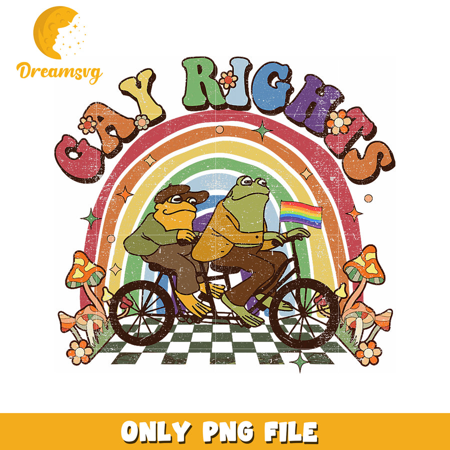 Gay Rights Retro Rainbow Frog Bike PNG