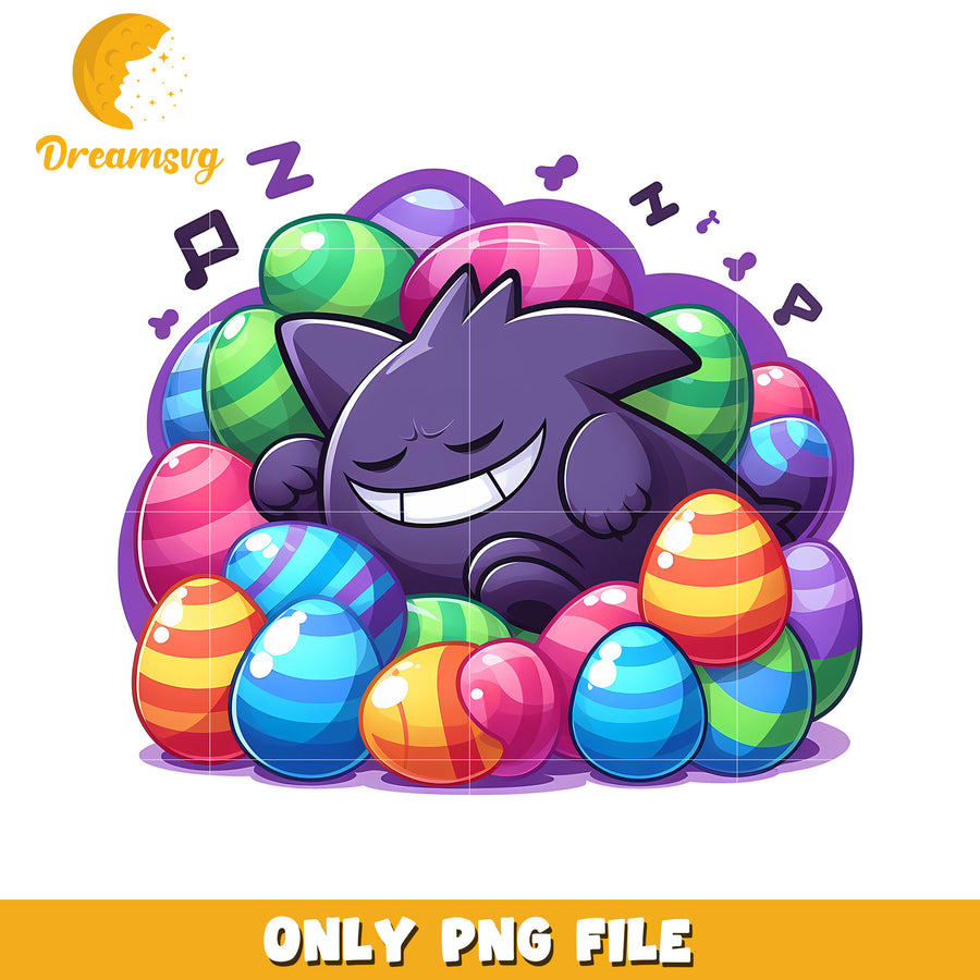Gengar pokemon sleeping png, easter day png, pokemon cartoon png