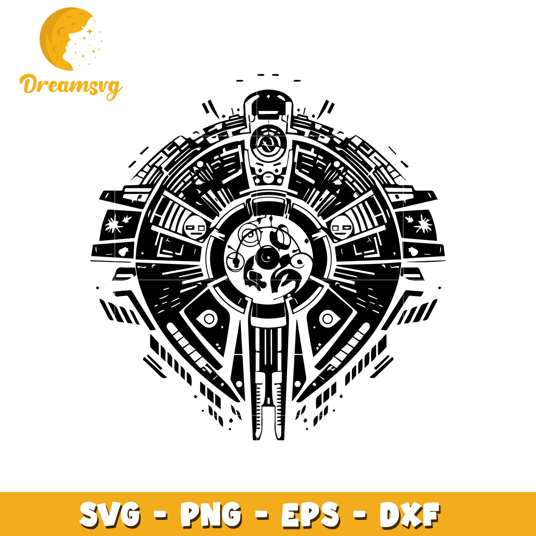Geometric Spaceship SVG Cut File