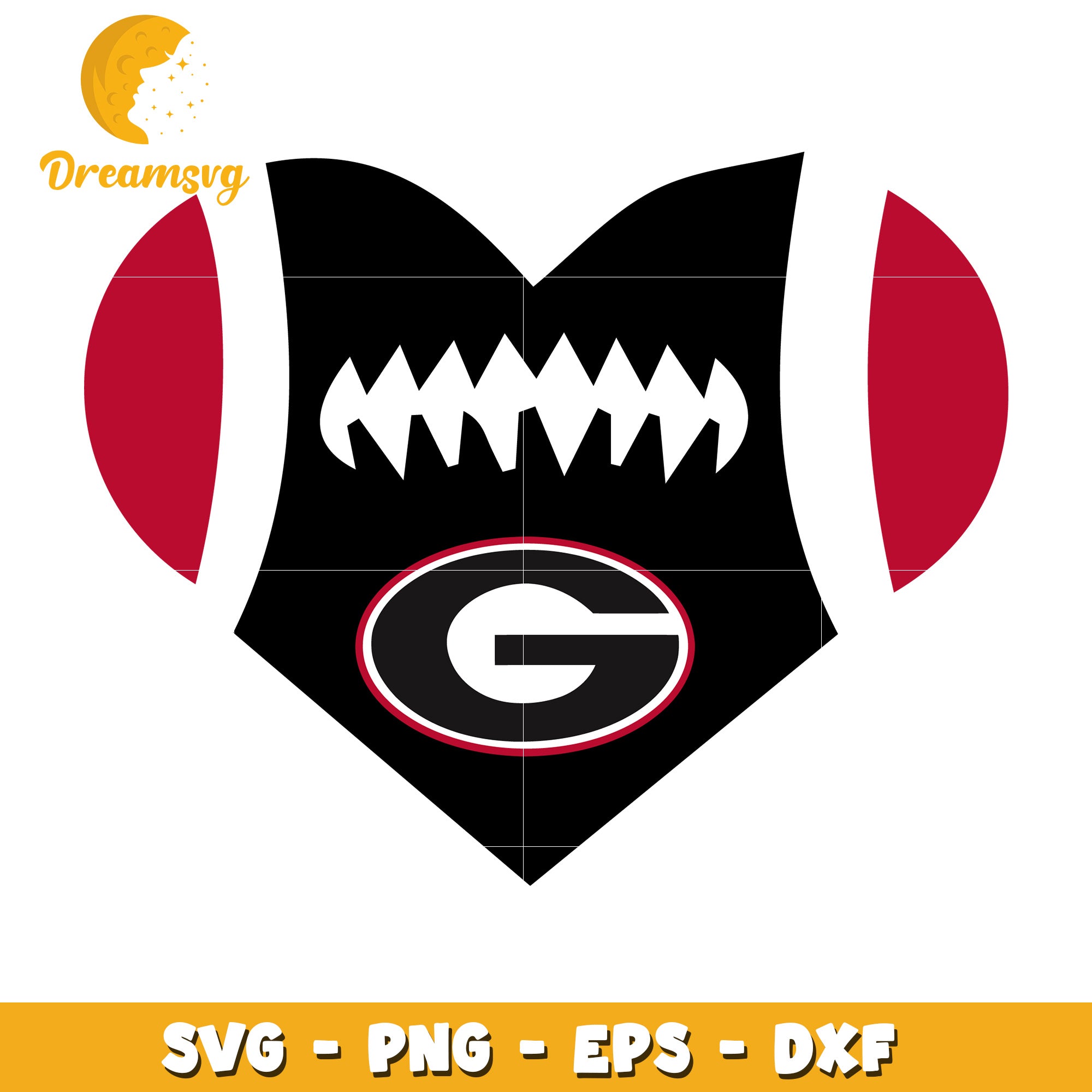 Georgia Bulldogs Heart Football SVG PNG EPS DXF