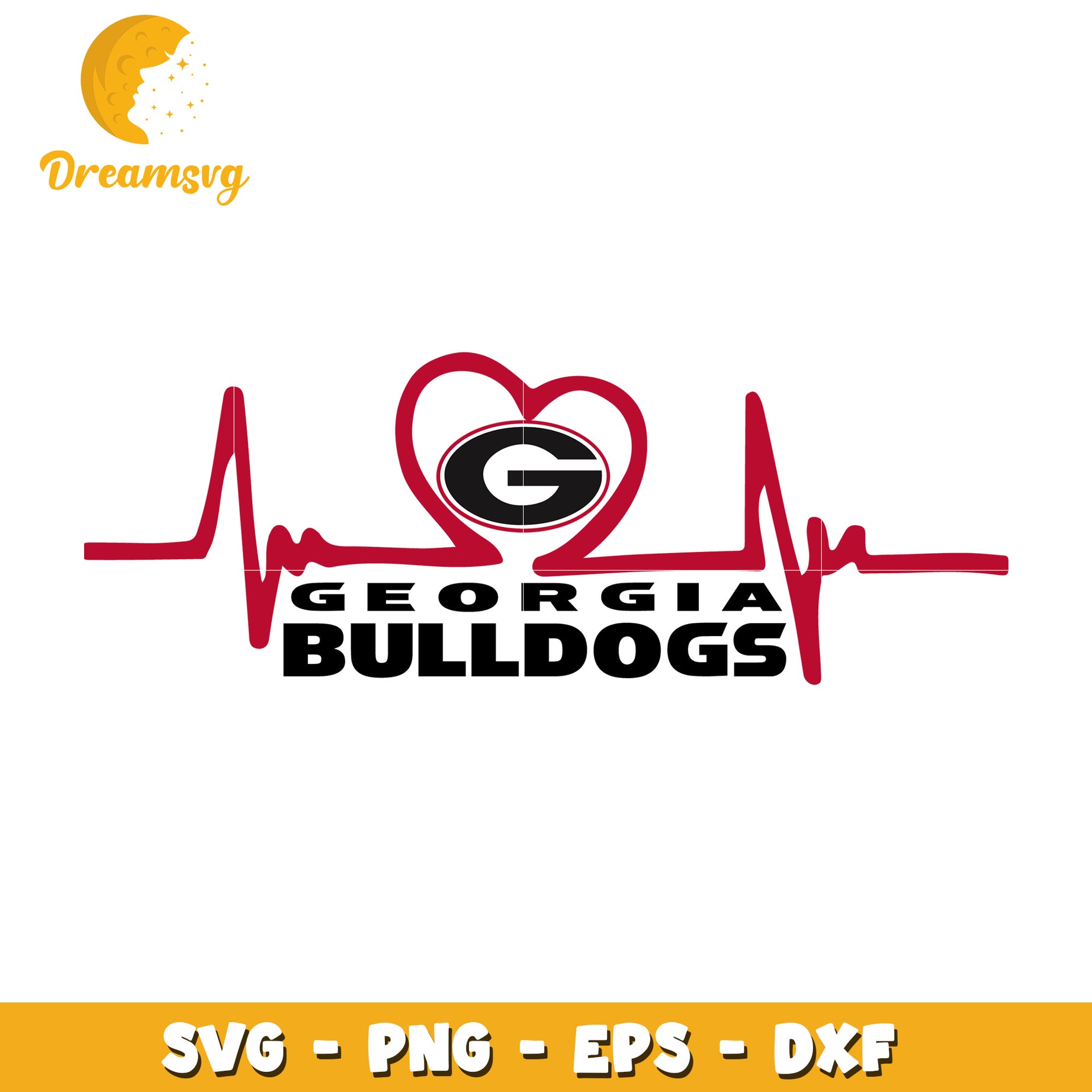 Georgia Bulldogs Heartbeat SVG PNG EPS DXF