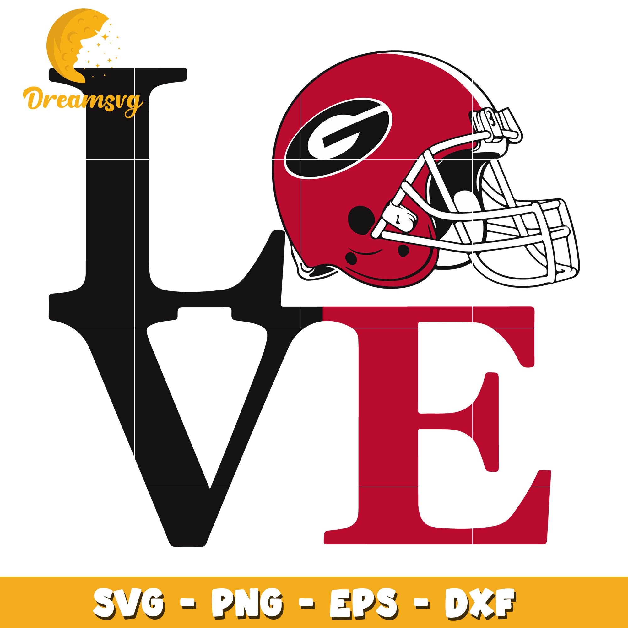 Georgia Bulldogs Love SVG Football Helmet
