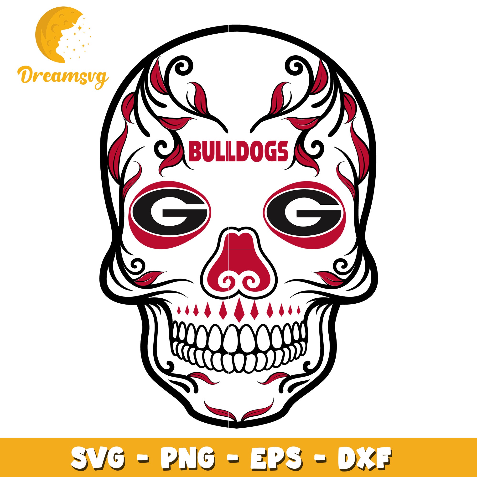 Georgia Bulldogs Sugar Skull SVG Cut File