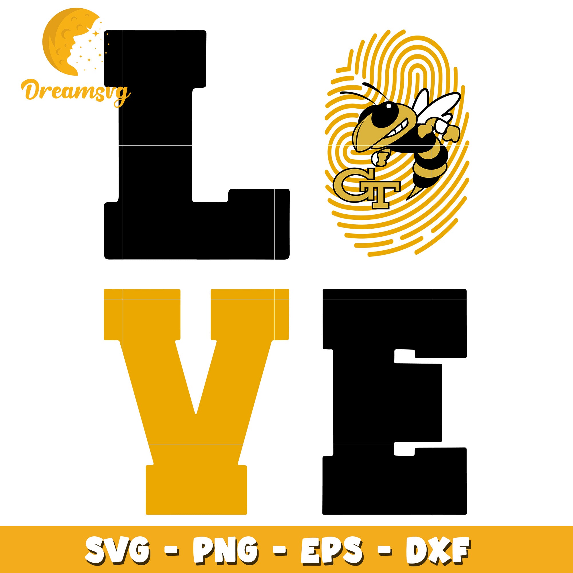 Georgia Tech Bee Love SVG Cut File