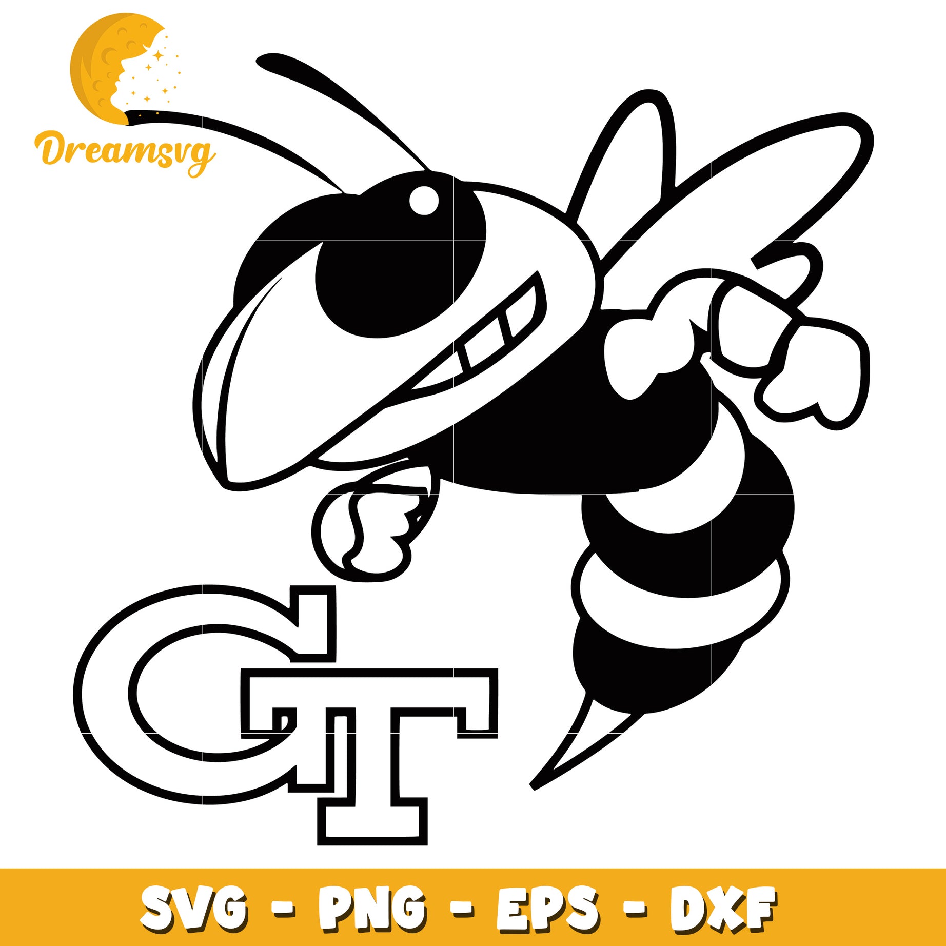 Georgia Tech Bee Mascot SVG Clipart for Creative Projects