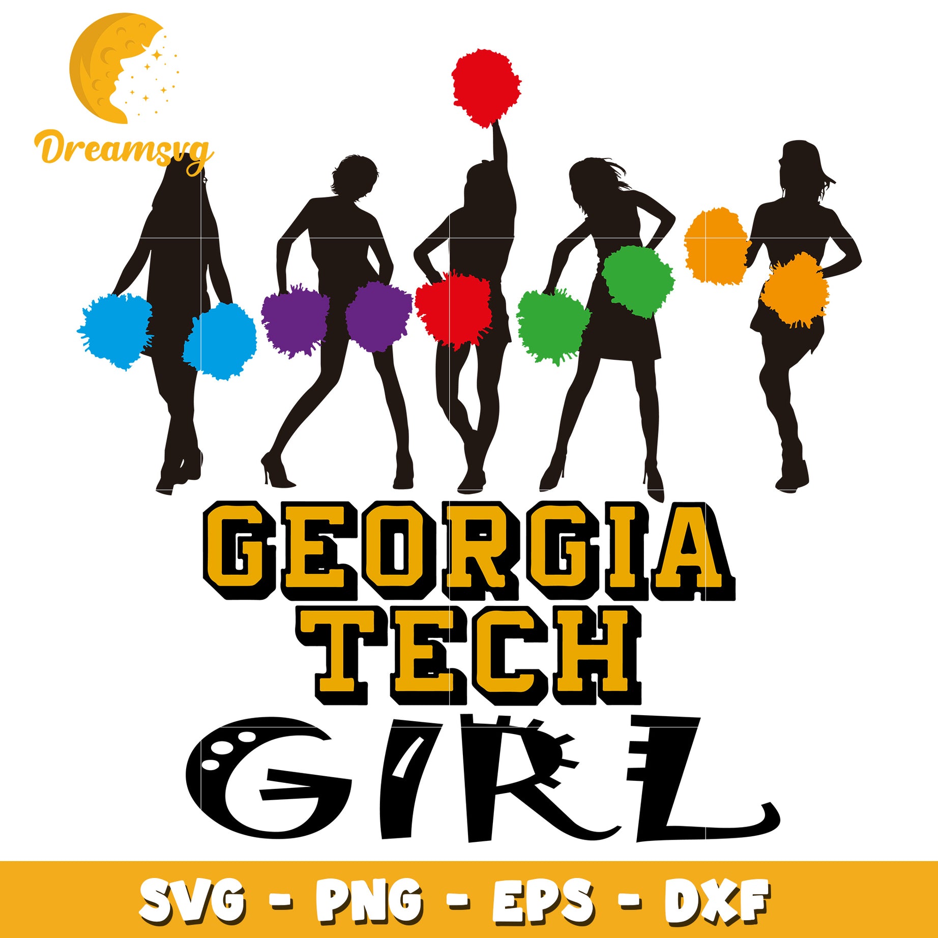 Georgia Tech Cheerleader Girls SVG PNG EPS DXF Digital Design