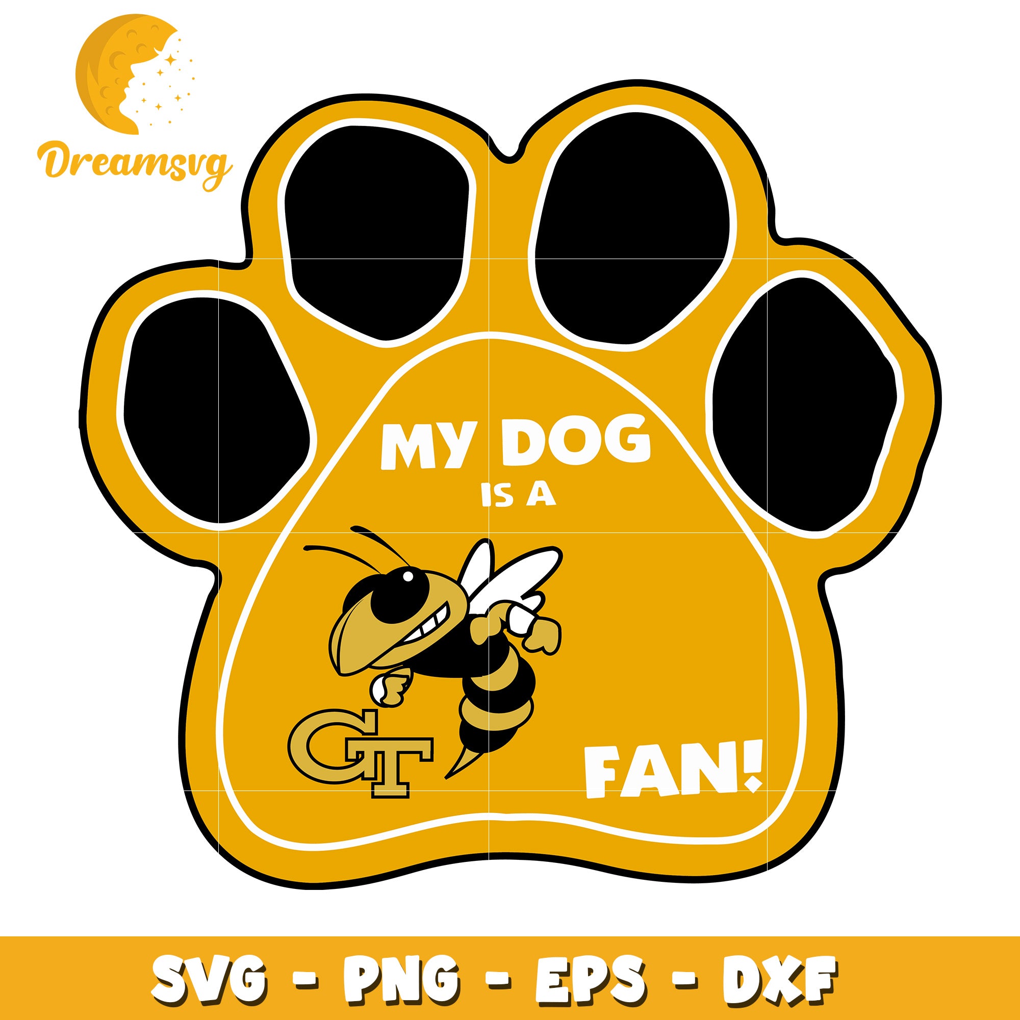 Georgia Tech Dog Paw Print SVG
